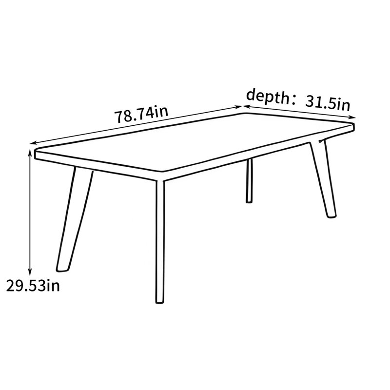 American-style rectangular dining table, 29.53"H x 78.74"L x 31.5"W
