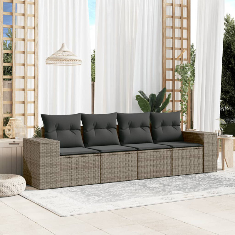 Grand canapé modulaire en rotin PE Vidaxl, Gris