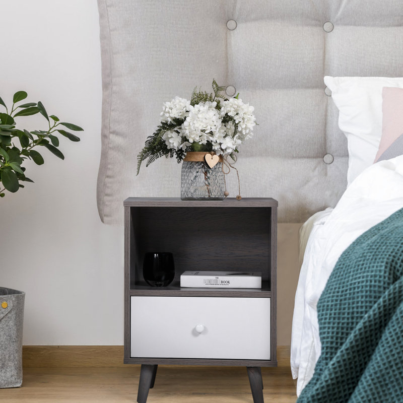 Table de chevet de 21,3 pouces de hauteur avec tiroir et armoire de rangement