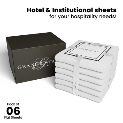 Hotel Grand Estate Hotel 100% Cotton Super-Soft 6 Piece Flat Sheet Set