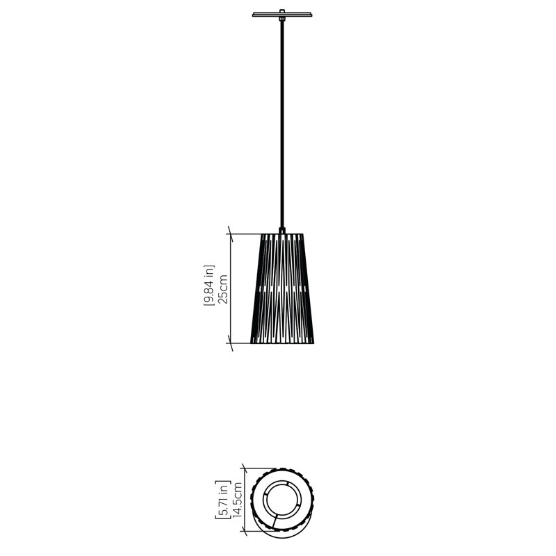 1 - Light Pendant, 9.75" H x 5.66" W x 5.66" D, American Walnut