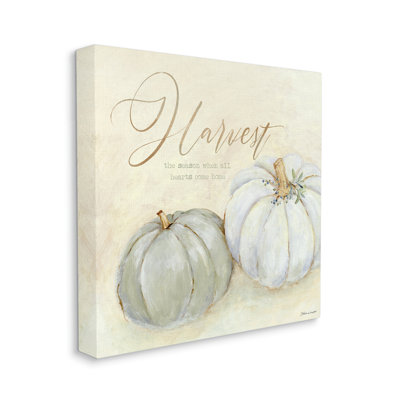 «Harvest Gray Pumpkins Autumn Fall Seasonal Word Design» par Stephanie Workman Marrott - impression d'art graphique