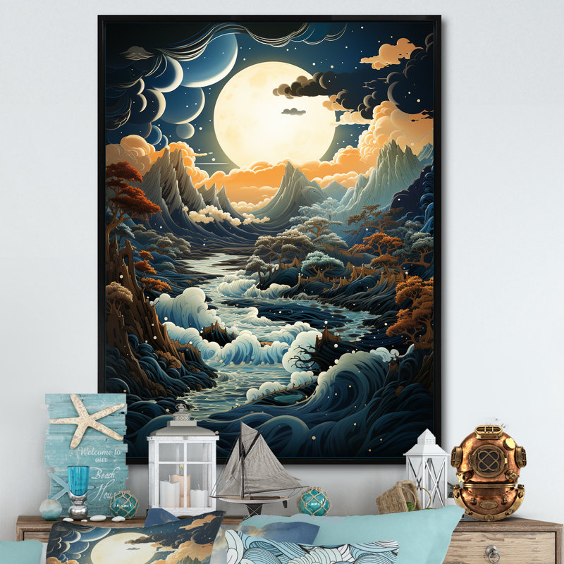 Fantasy Oceanic Dreamscape sur impression sur toile, Cadre flottant noir, H 40 po x l 30 po x P 1,5 po