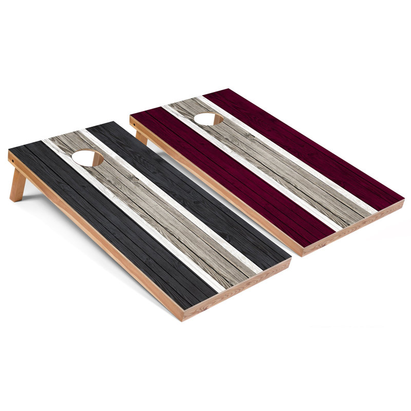 Ensemble de planches cornhole à rayures 2 x 4, Gris foncé / marron