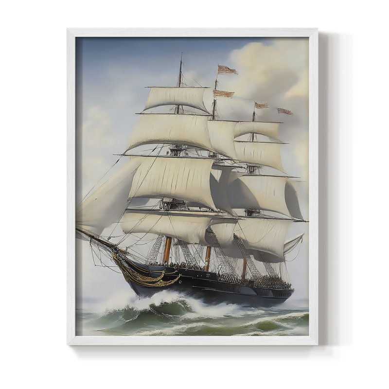 NAUTICAL Series LV III, reproduction encadrée - bois massif, H 11 po x l 9 po, Blanc