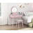 Beautiful Pink Finish Vanity Dresser with Mirror and Stool Set Storage Drawers Bedroom Furniture 1pc