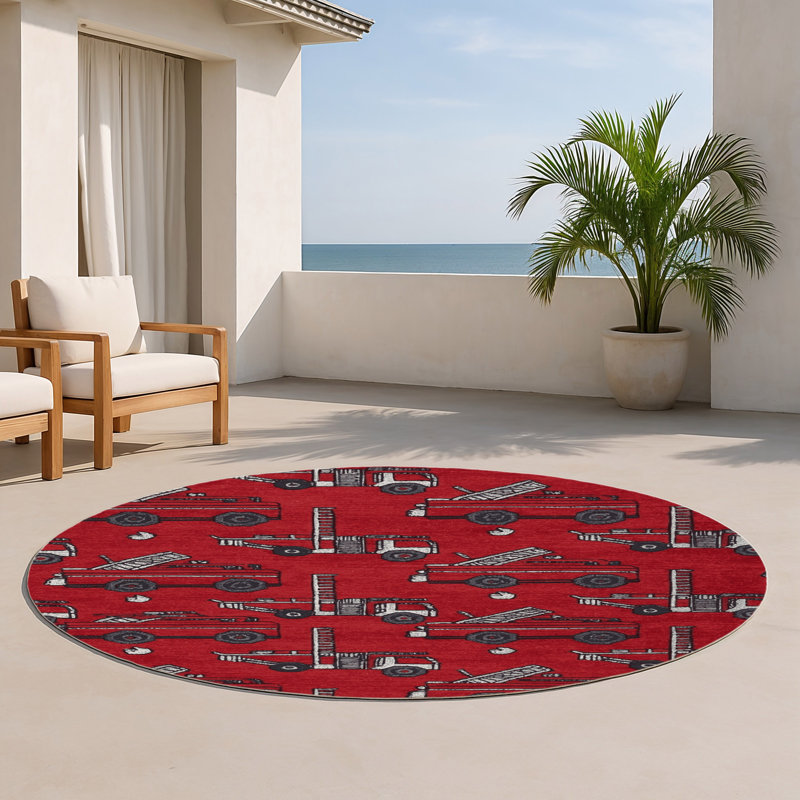 Tapis rouge intérieur et extérieur Transport, Rond 5 pi