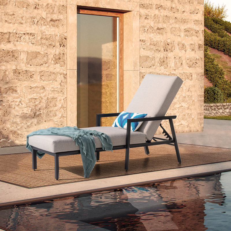 Chaise longue d'extérieur en aluminium avec 6 dossiers réglables, gris