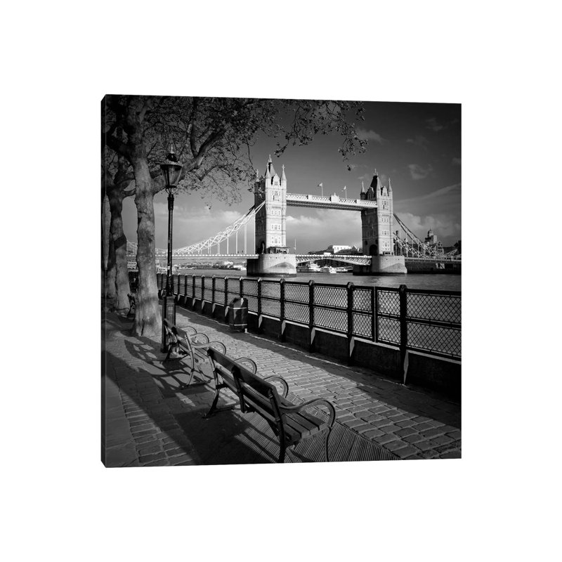 London Thames Riverside & Tower Bridge by Melanie Viola - Wrapped Canvas Print, 30.48 cm H x 30.48 cm W