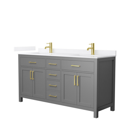 Beckett 66" Freestanding Double Bathroom Vanity with Quartz Top