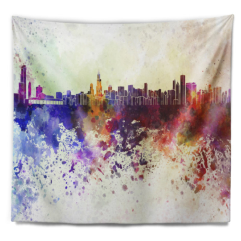 Tapisserie de chicago skyline Cityscape, H 68 po x l 80 po