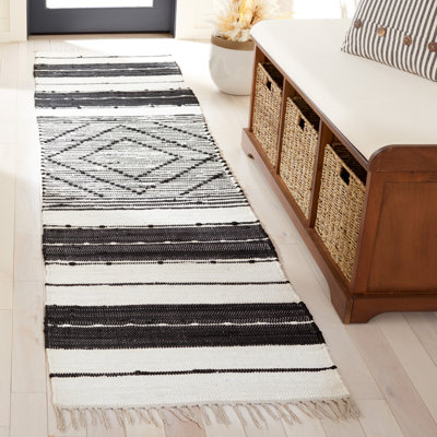 Tapis rayé kilim 200 noir / ivoire STK200Z