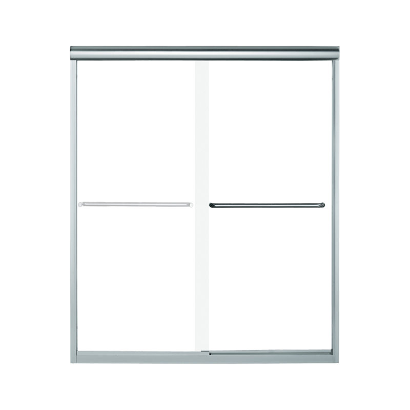 60" W x 74.75" H Frameless Rectangle Sliding Tub & Shower Kit with Towel Bar and Base Included, Silver, White