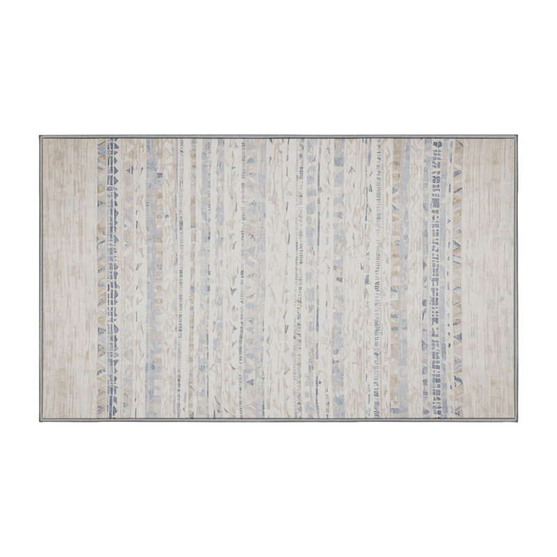 Machine Washable Gray Area Rug, Rectangle 3' x 5'