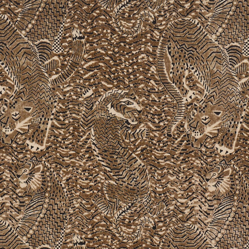 Tigress Velvet Fabric, Tan