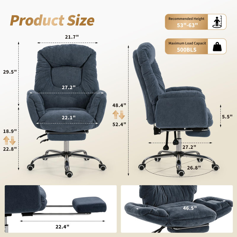 Hobbylane Office Chair, Snowflake Fleece - Dark Gray, Grey