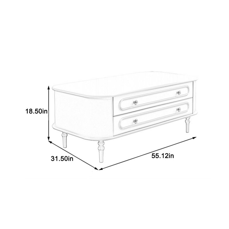 Multi-level solid wood coffee table, 18.5" H x 55.12" L x 31.5" W