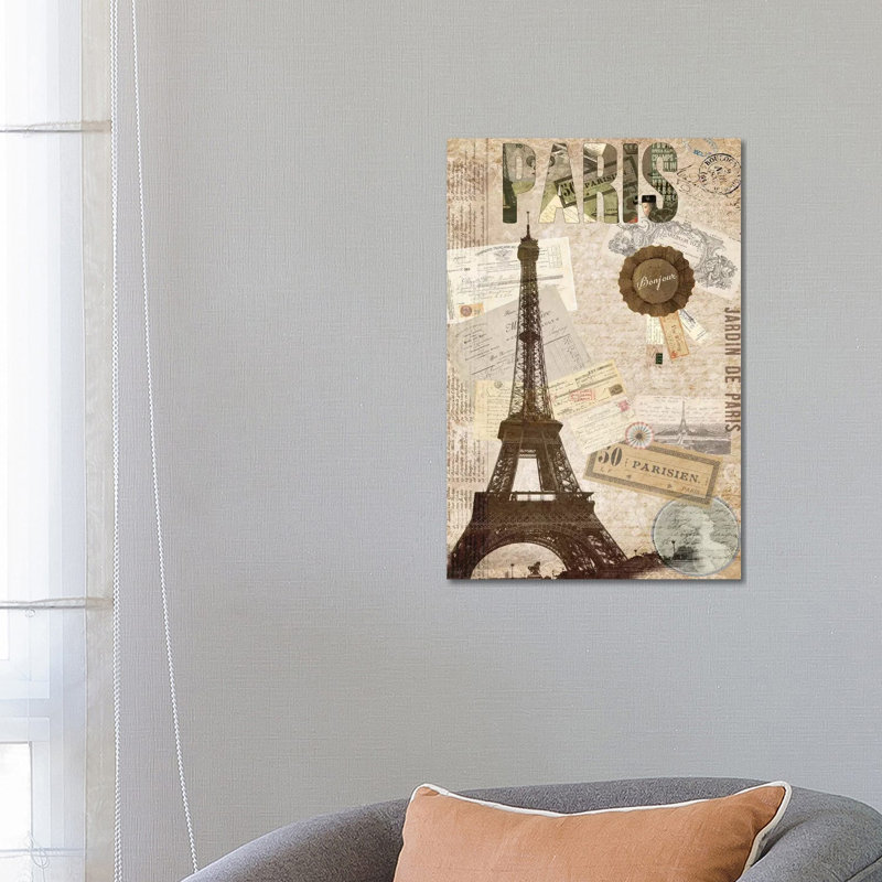 Postcards Of Paris XIV by Sandy Lloyd - Wrapped Canvas Print, 66.04 cm H x 45.72 cm W x 1.91 cm D