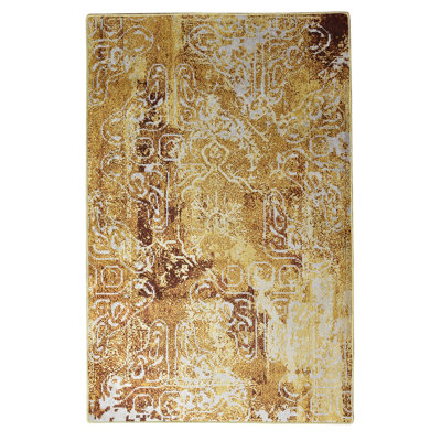 Mustard Yellow Area Rug, 4 x 6 ft | 100% Polyester, 0.16 in Pile Height | Antibacterial, Non-Slip Underside, Machine Washable | Soft & Durable Carpet Ideal for Living Room, Bedroom & Office Spaces
