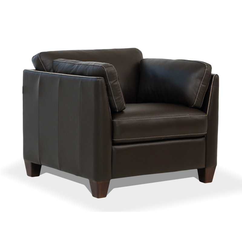 Fauteuil Camire, Cuir véritable chocolat
