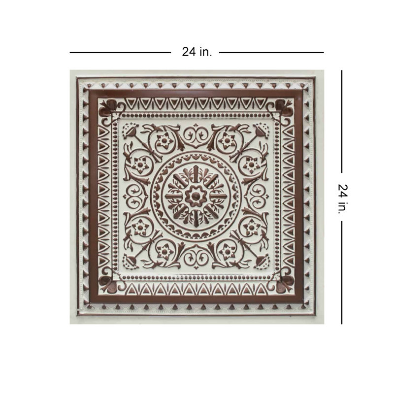 Tuile de plafond en PVC La Scala, Mocha vieilli, L 24 po x L 24 po