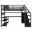 Full Size Metal Loft Bed with Staircase, Wardrobe, L-Shaped Desk, Storage Shelves, LED Lights & Charging Station-171954729