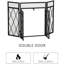 Pare-étincelles pliable noir à 3 panneaux 48,56 "x 31" avec portes doubles, pare-étincelles en acier robuste pour la combustion du bois, conception à charnières et écran de rangement peu encombrant, 31 po,