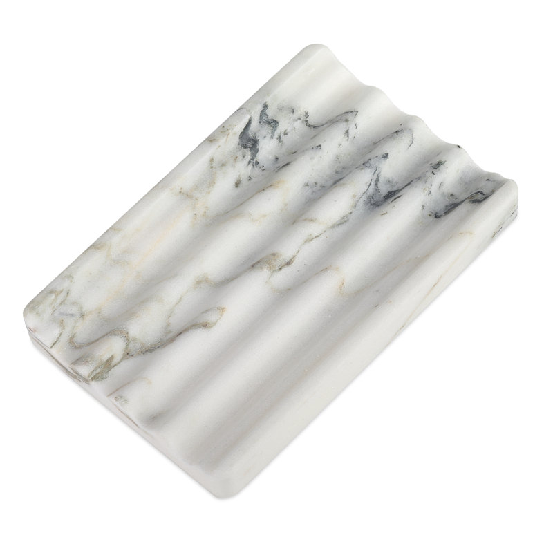 Plateau à savon en marbre naturel, Blanc / Gris