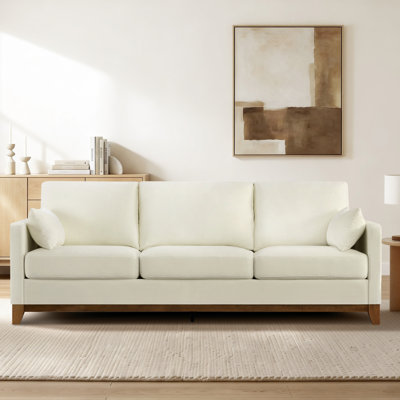 Stovall Modern Upholstered 3-Seater Sofa With Solid Wood Base