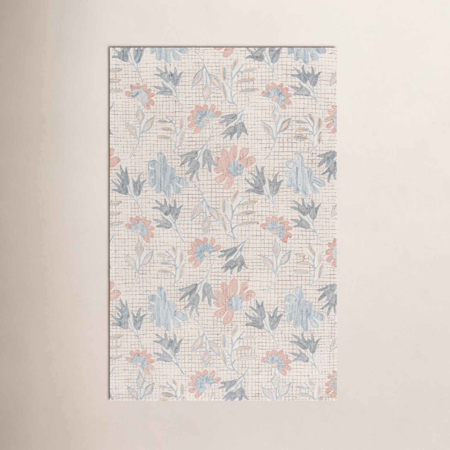 Hand-Tufted Wool Floral Rug, Rectangle 6' x 9'