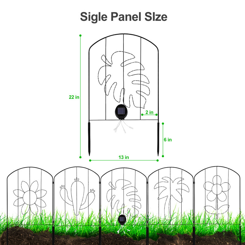 10-Pack Solar-Powered Animal-Patterned Iron Garden Fences