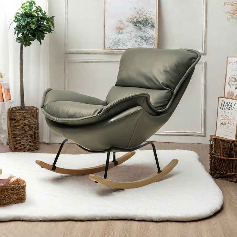 Chaise berçante moderne rembourrée, Vert