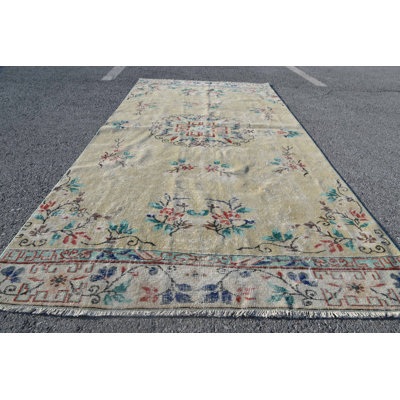 Kitchen Rug, Turkish Rugs, Vintage Rug, Green Cool Rugs, Oushak Rugs, 4.8x9.3 ft Large Rugs