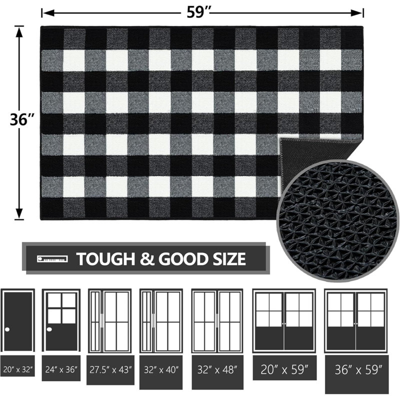Tapis d'entrée à carreaux Buffalo, Polyester, L 36 po x L 59 po