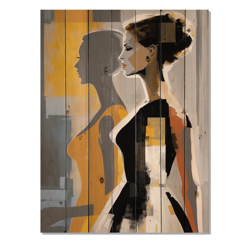 Silhouette de femme gracieuse I - impression de femme moderne sur bois, H 32 po x l 24 po x P 0,78 po