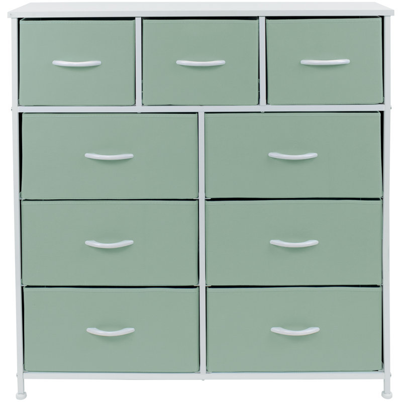 Commode 9 tiroirs - Bleu sarcelle, Vert/blanc