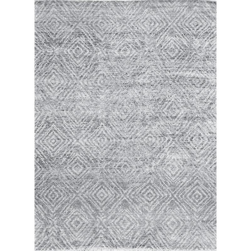 Hand Woven Wool Geometric Area Rug, Rectangle 8'9" x 11'9"