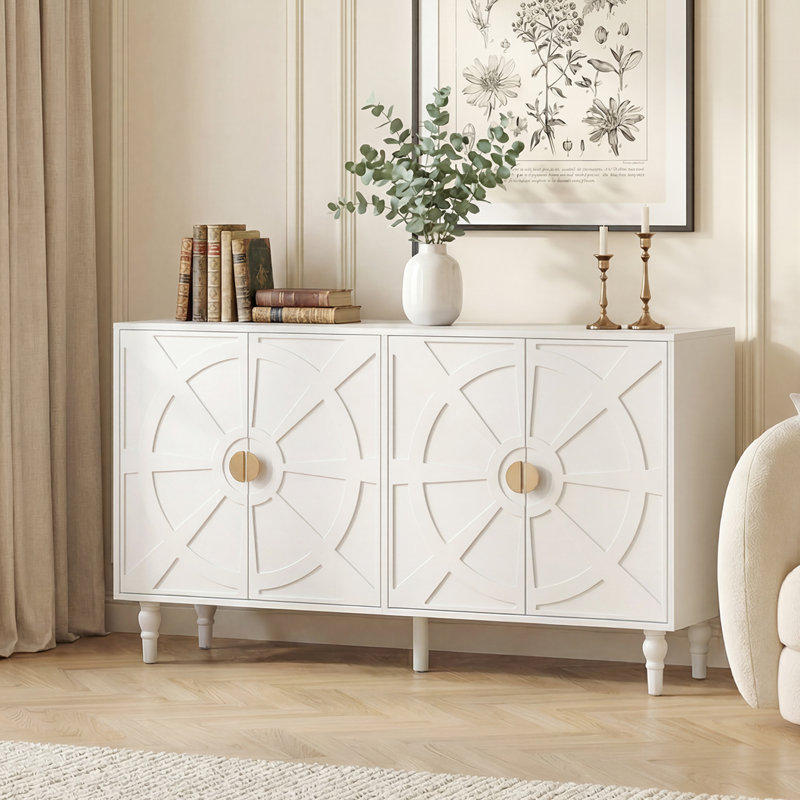 Buffet rétro 55 "avec rangement Vintage, Blanc
