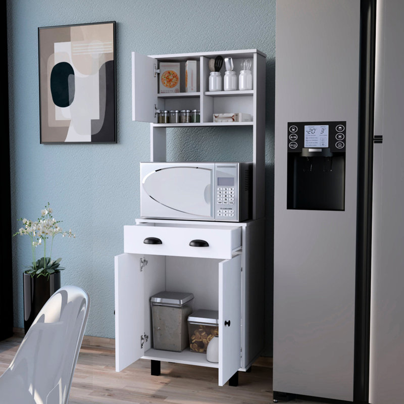Garde-manger blanc avec tiroir et 5 tablettes pour une utilisation efficace