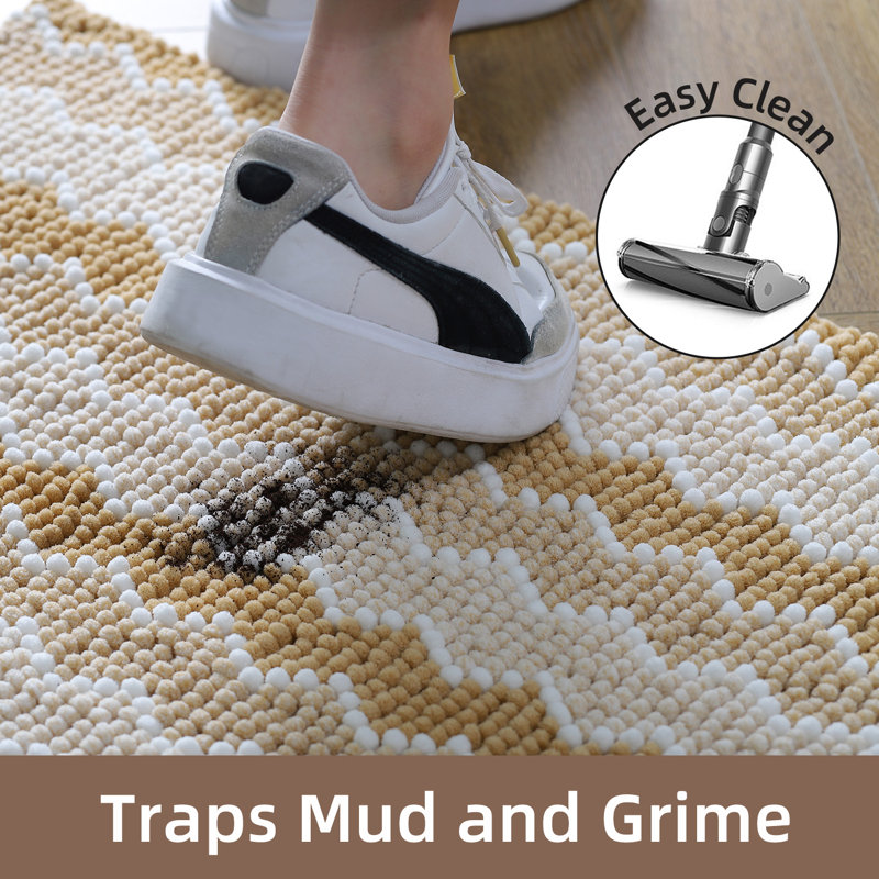 Tapis moelleux antidérapant en chenille de salle de bain Hayzley, L 26 po x L 44 po, Jaune