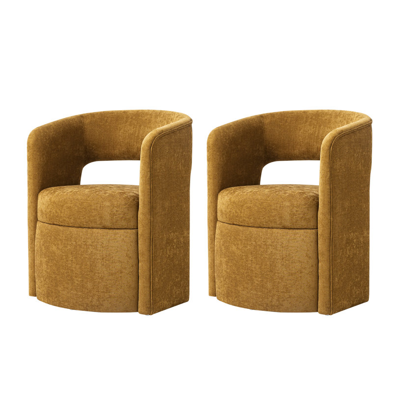 Aadhira 25.5"W Modern Movable Dining Chair With Storage, Golden
