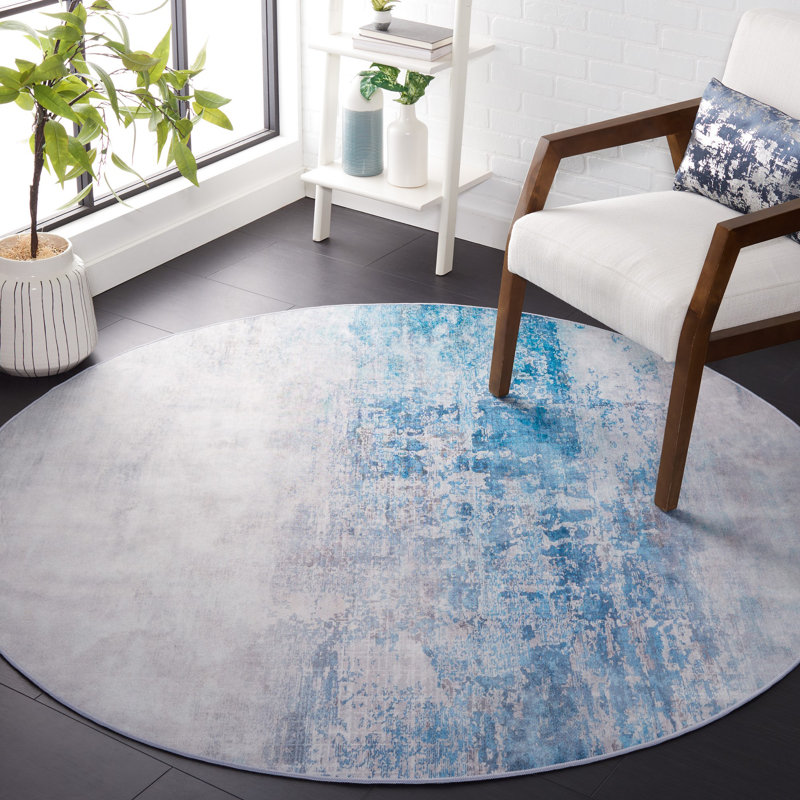 Tapis abstrait lavable à la machine Tacoma Performance, Rond 6 pi