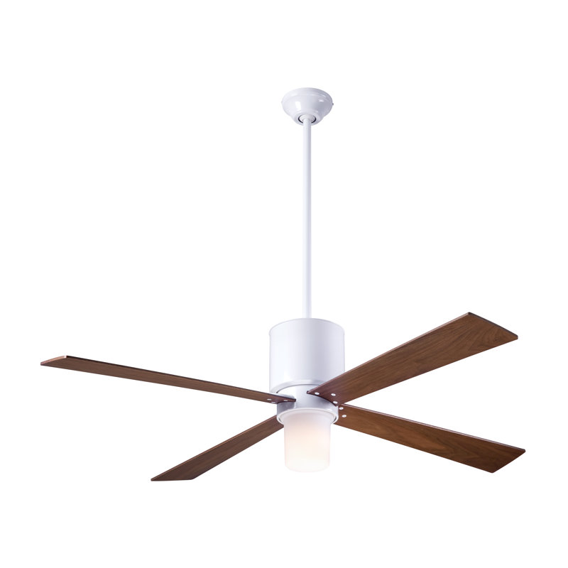 Lapa 50'' Ceiling Fan with Light Kit, Wall Control with Remote Handset (2-wire), Mahogany, Gloss White