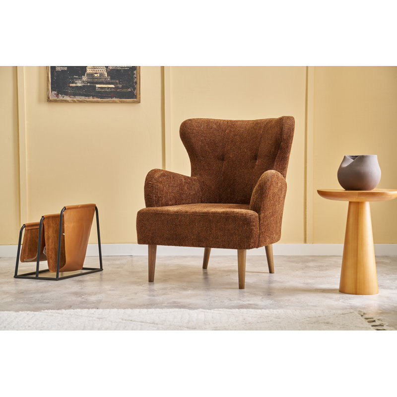 Fauteuil à oreilles, Mélange de polyester brun Nampreet