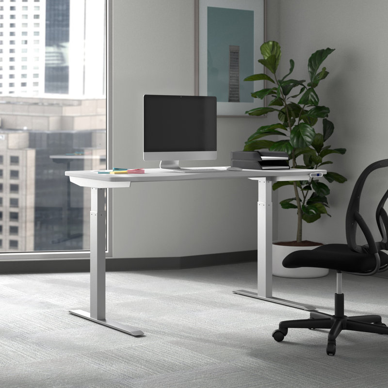 Adjustable Metal Base Standing Desk, White, 48" H x 59" W x 29" D