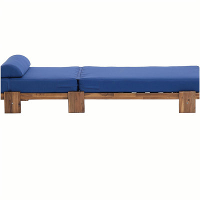U_Style 78.8'' Outdoor Patio Chaise Lounge Chair, Acacia Wood Adjustable Recliner with Headrest and Retractable Side Tray, Perfect for Terrace, Poolside, Garden, and Beach