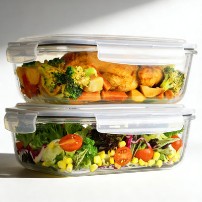 Large Glass Food Storage Containers With Airtight Lids - 2-Pack 76.4Oz Meal Prep Containers For Oven, Microwave, Freezer & Dishwasher, Leakproof And Stackable