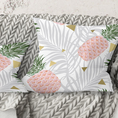 Coussin Pineappple On Tropical Leaves