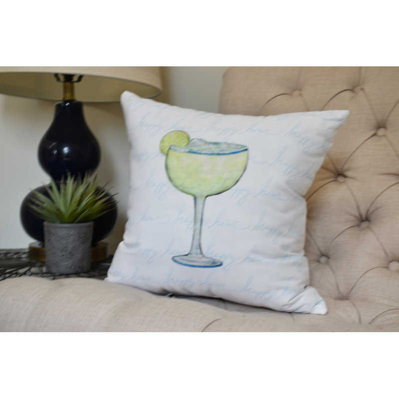 Palm Beach Margarita Plain Print Outdoor Square Pillow Cover & Insert, Blue, 20"x20"
