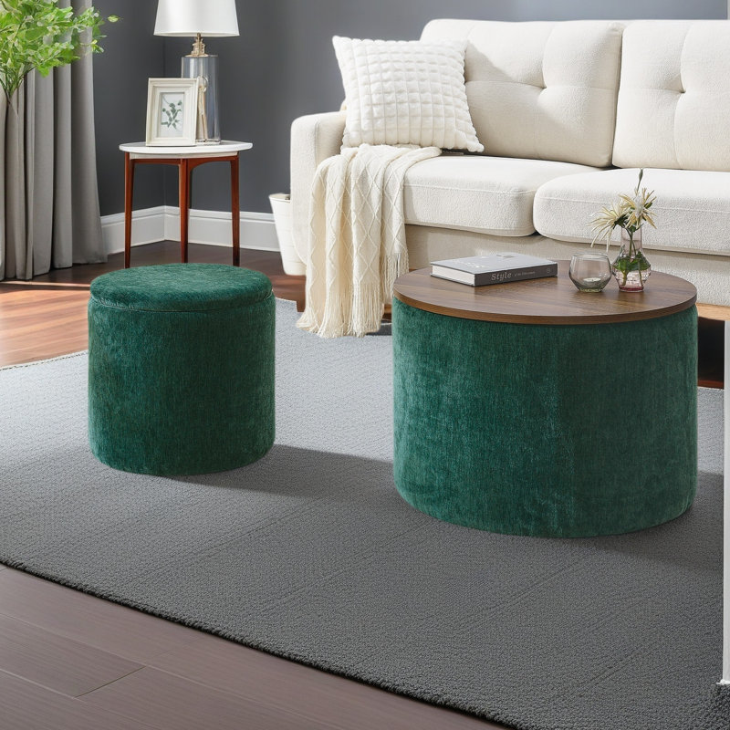 Quidong Upholstered Ottoman, Green
